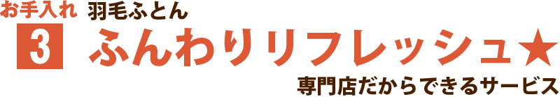 お手入れ（３）羽毛ふとんふんわりリフレッシュ★ 専門店だからできるサービス